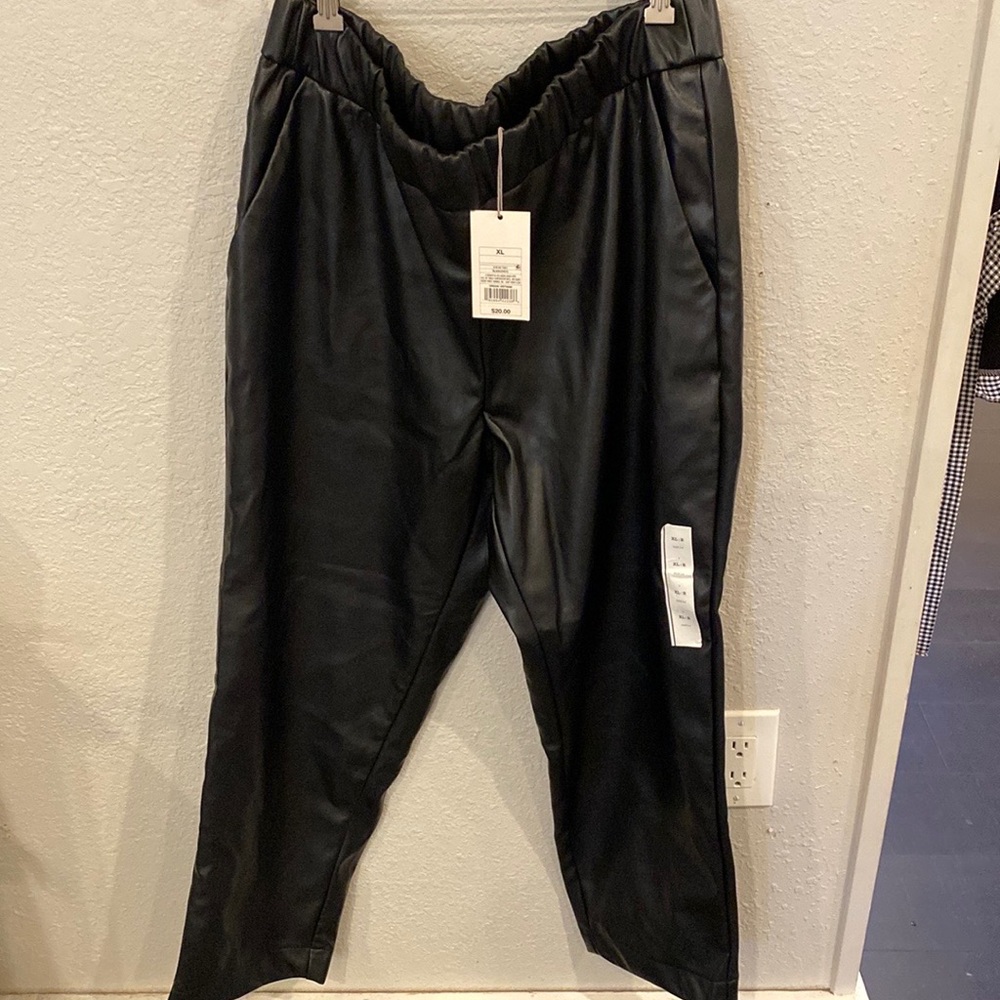 Black faux Leather joggers